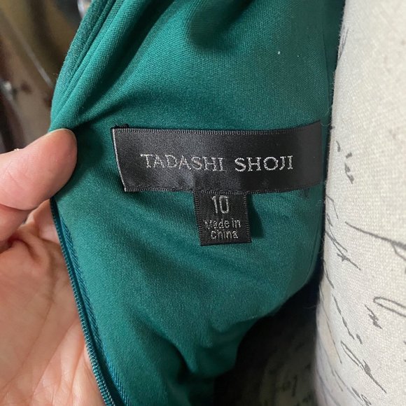 TADASHI SHOJI -TEAL LACE & FRINGE DRESS - Size 10 - Picture 8 of 8